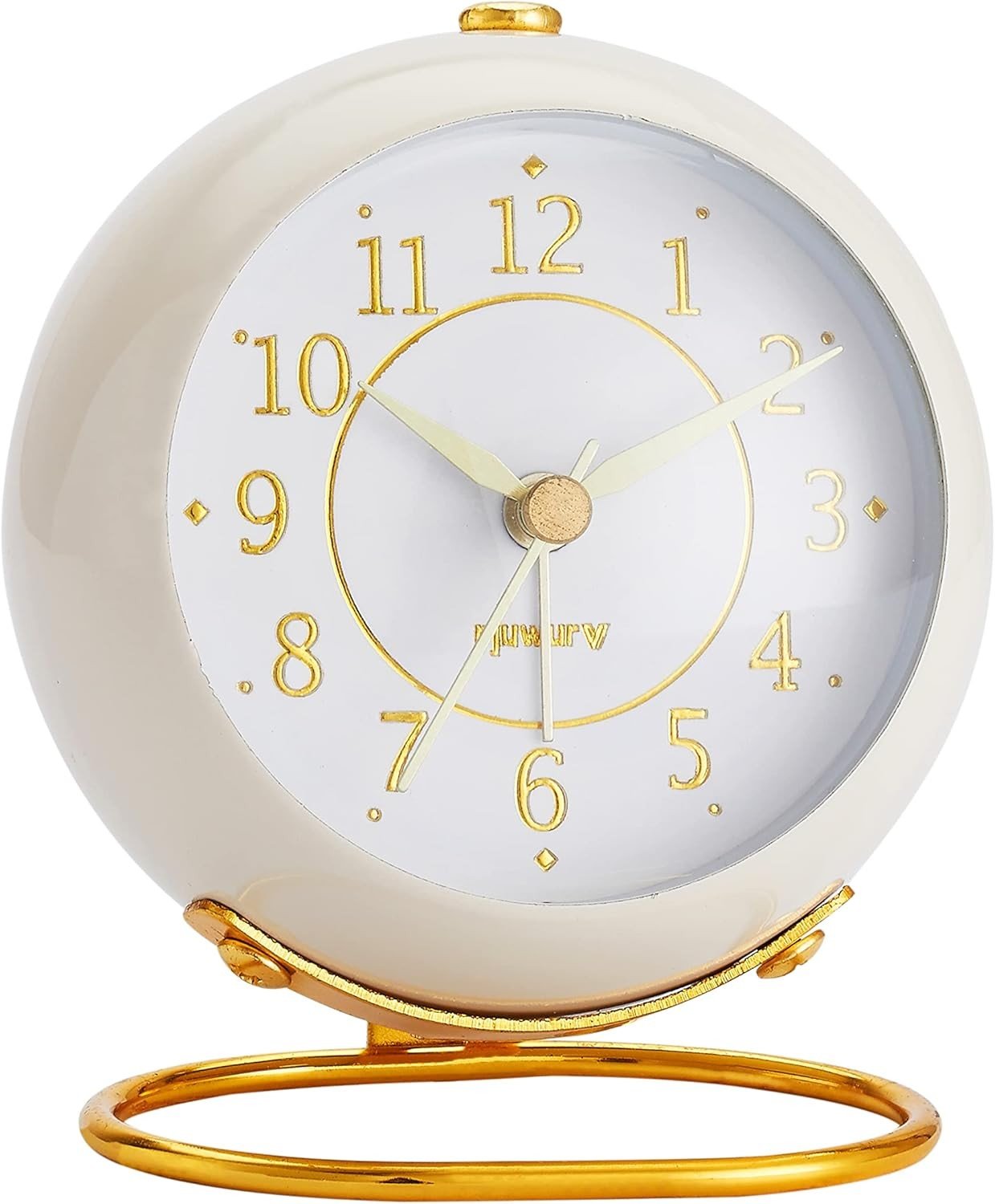 Silent Non-Ticking Retro Alarm Clock Gold Bedside Table Clock for Light Sleepers