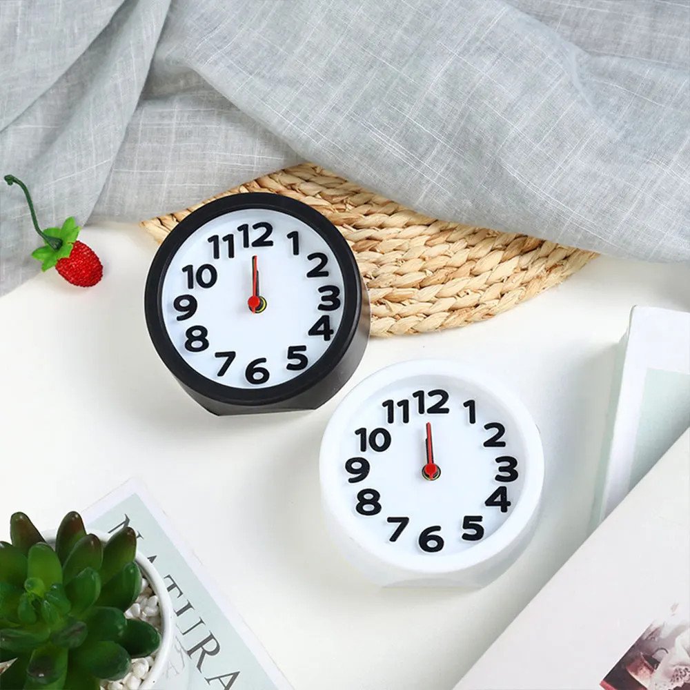 Simple Round And Square Small Alarm Clock Home Bedroom Decoration Desktop Mini H