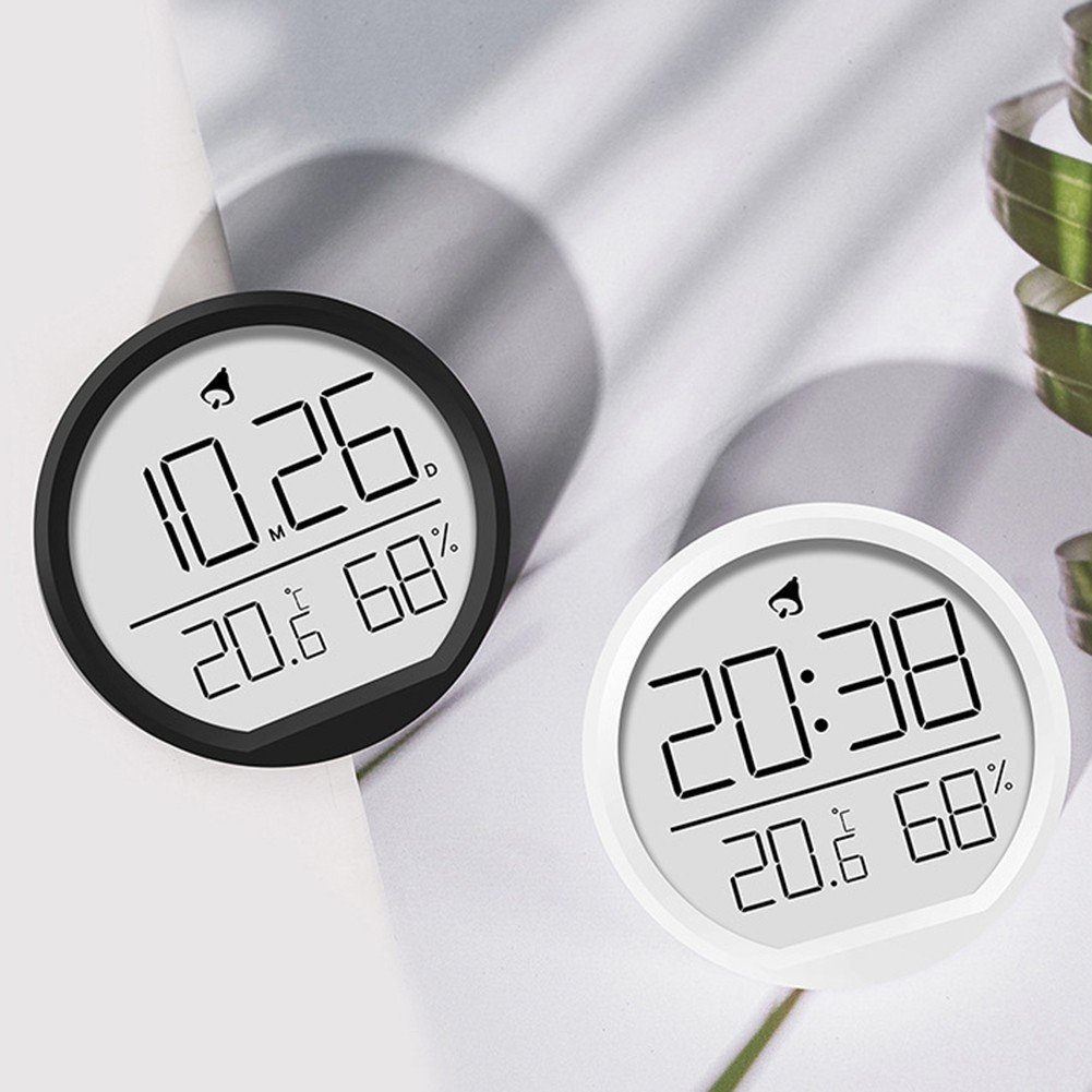 Sleek Design Digital Alarm Clock with Thermohygrometer and Time Display