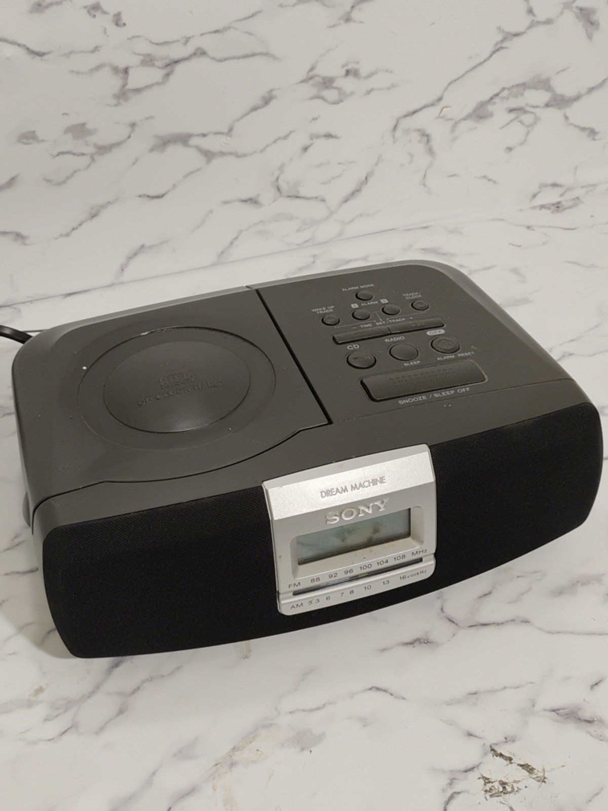 Sony Dream Machine ICF-CD821 Gray CD Player AM/FM Radio Alarm Clock Fully Tested