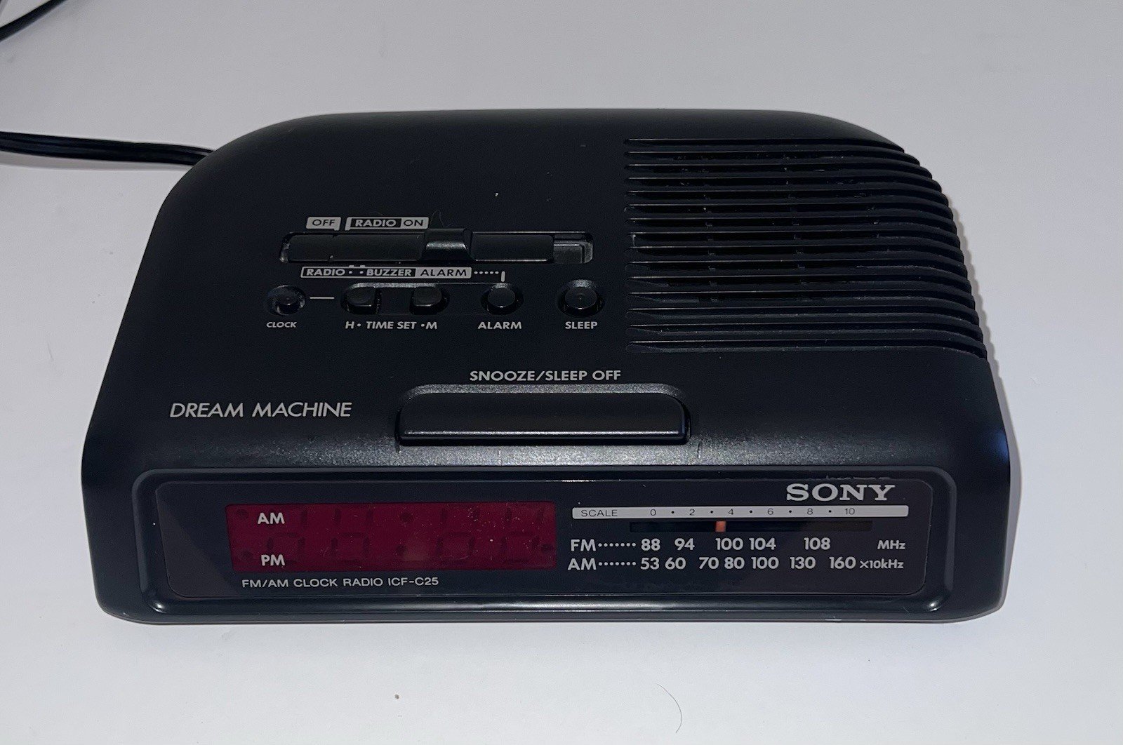 Sony ICF-C25 Dream Machine AM/FM Alarm Radio Clock Black Very Nice Tested