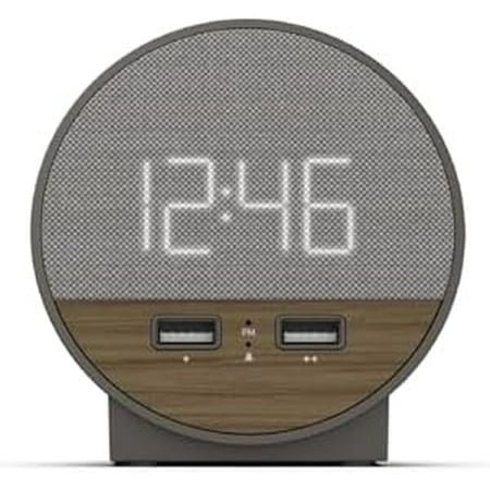Station O USB-C Hotel Alarm Clock, Grey Fabric