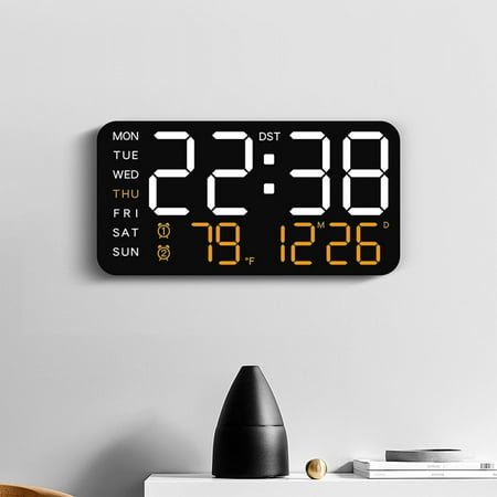 Steadline Multi-Function Digital Alarm Clock with Temperature Display - LED Desktop Timekeeper with Adjustable Brightness