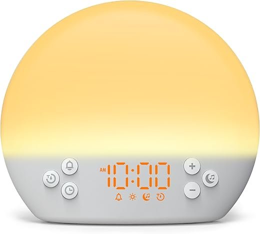 Sunrise Alarm Clock for Heavy Sleepers Adults,Digital Alarm Clocks Bedside Dimmable Night Light,White Noise Sound Machine 30 Soothing Sounds, Wake Up Light Alarm Clocks for Bedrooms,Ideal for Gift