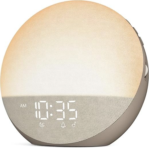 Sunrise Alarm Clock White Noise Machine: Natural Wake Up Light - Dimmable Clock with Bluetooth Speaker for Bedroom - 25 Sleep Sounds for Baby Adults Kids Cocoa