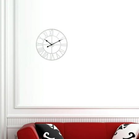 TABLZONE Roman Clock Wrought Iron Creative White Hanging Wall Clock for Home Decor