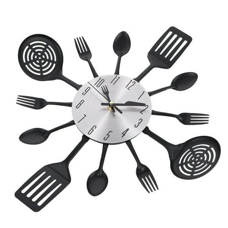 TAILTOSS Stainless Steel Cutlery Wall Clock with Quiet Movement for Home Use Assorted Color 1Pc