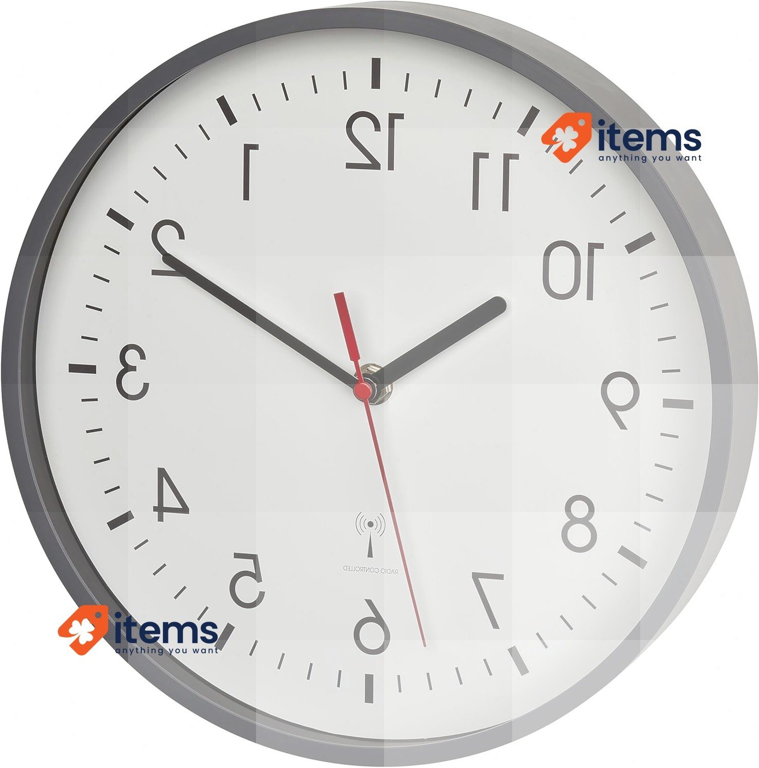 TFA Dostmann Analog Radio Wall Clock, 60.3550.10, Highest Accuracy Grey