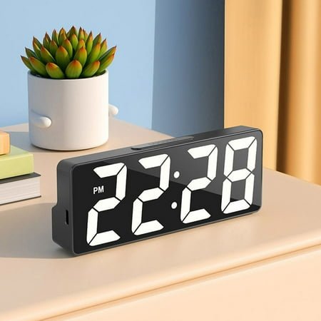 TFYZYY Digital Alarm Clock LED Display Large Numbers Multi-Function Desktop Mirror Clock for Home Kitchen Office with Voice Activation and Night Mode