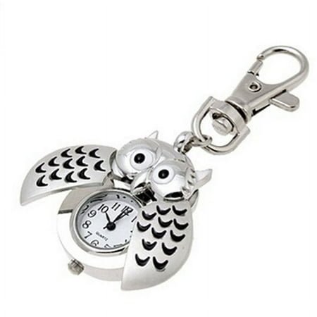 Tiitstoy New Mini Metal Key Owl Double Open Quartz Watch Clock Novelty Owl Vintage Pocket Watch Gift for Friends Kids Family