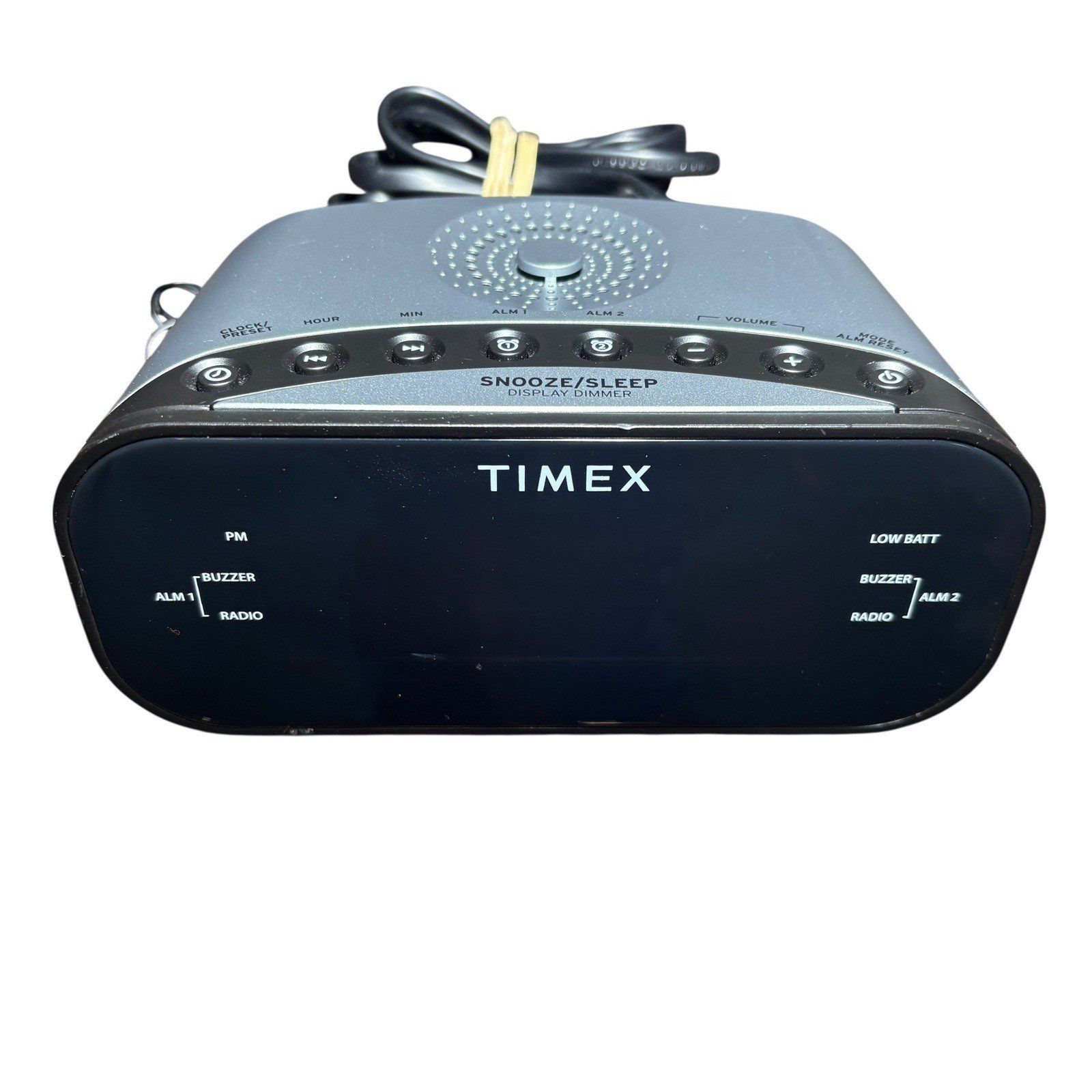 Timex T231Y Silver w/ Large Red LCD Display Alarm Clock AM/FM Radio w/ Aux