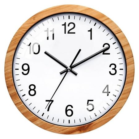 Tizuqe 10inch Contemporary Solid Wall Clock,Creative Round Non Ticking Glass Cover Battery Operated Wall Clocks Home Decor