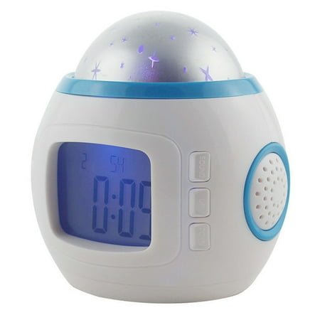 Toorise Starry Projector Lamp Battery Powered LED Alarm Clock Projection Light Portable Digital Alarm Clock with Calendar Thermometer Decorative Night Light for Bedroom Living Room Kids Room