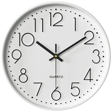 Unique Bargains Silent Non-Ticking Modern Battery Operated Wall Clock White