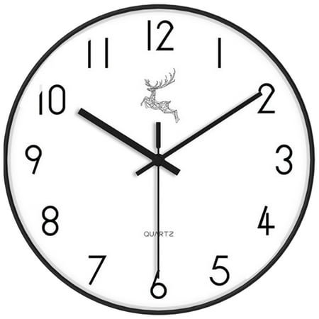Unique Bargains Silent Non Ticking Battery Operated Wall Clock Black Deer 8 Inch