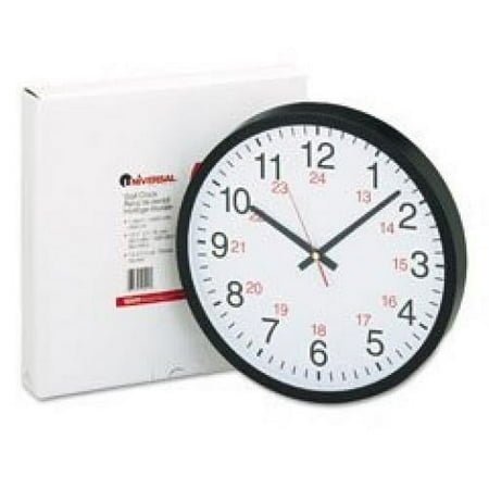 Universal 10441 - 24-Hour Round Wall Clock, 12.5in, Black