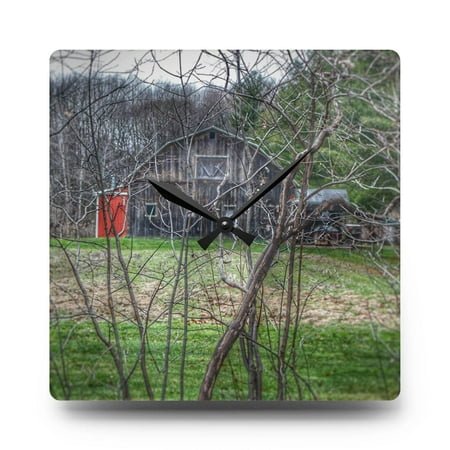 U R There Photography Hidden Capac Grey Rustic Farmhouse Wall Clock