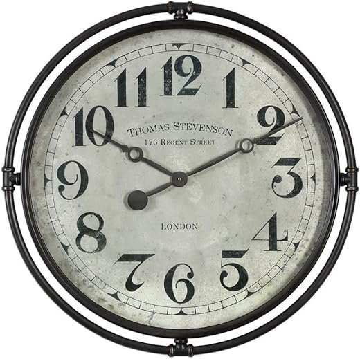 Uttermost Nakul 30 Round Rustic Industrial Wall Clock