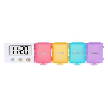 VI2 Colorful 7-Day Cycle Reminder Alarm Clock & Mini Pill Box - Portable Travel Storage Solution