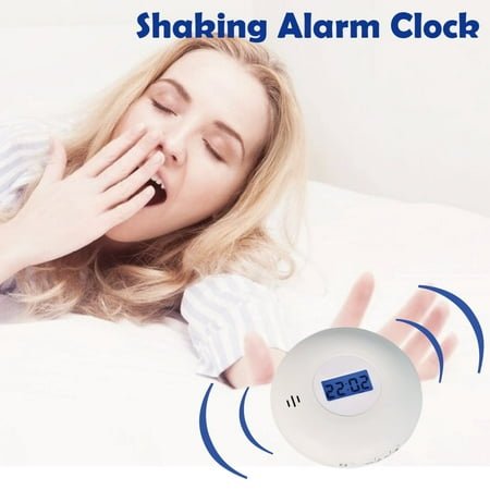 Vibrating Alarm Clock for Heavy Sleepers – Dual Alarms, 4 Sound Modes, Snooze Function, 12/24H, Battery Operated