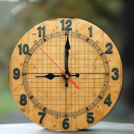 Vintage Antique Grid Clock Wall Decor 10-Inch Silent Wooden Wall Clock, Battery Operated (AA Batteries Not Included), Artistic Home Decor