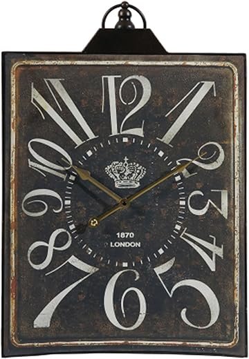 Vintage Bronze Metal Wall Clock, Large Retro Wall Decor Rectangular Silent Non Ticking Clock for Living Room Decor, Kitchen, Bedroom, Study Decoration, Handmade Home Gift Idea