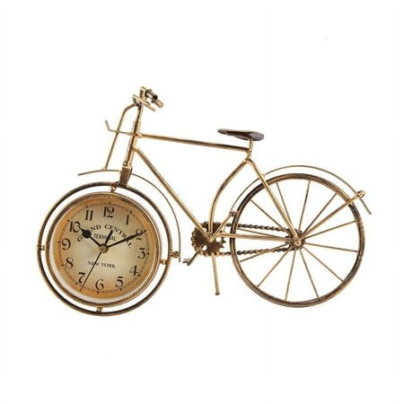 Vintage Iron Bicycle Type Table Clock Classic Non-Ticking Silent Retro Decorative Bike For Living Room Study Cafe Bar Office Ornament Gifts Antique Copper-Colored