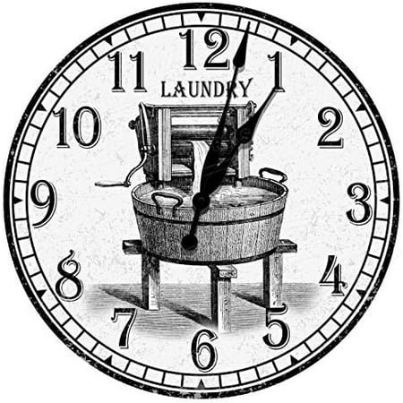 Vintage Laundry 18 Diameter Aluminum Metal Round Wall Clock