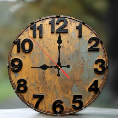 Vintage Rustic Wall Clock with Large Numbers And Distressed Finish 10-Inch Silent Wooden Wall Clock, Battery Operated (AA Batteries Not Included), Artistic Home Decor