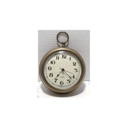 Vintage Solid Brass Pocketwatch Style Wall Clock Working As Described
