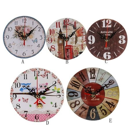 Vintage Style Wooden Wall Clock, Antique Non-Ticking Clock for Home, Kitchen, Office Decor, Large Retro Clock for Living Room, Bedroom, and Office