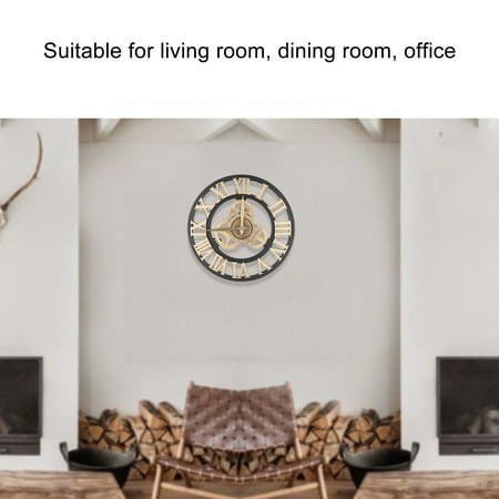 Vintage Wooden Gear Clock, Large 3D Retro Numerals, Industrial Style Wall Art