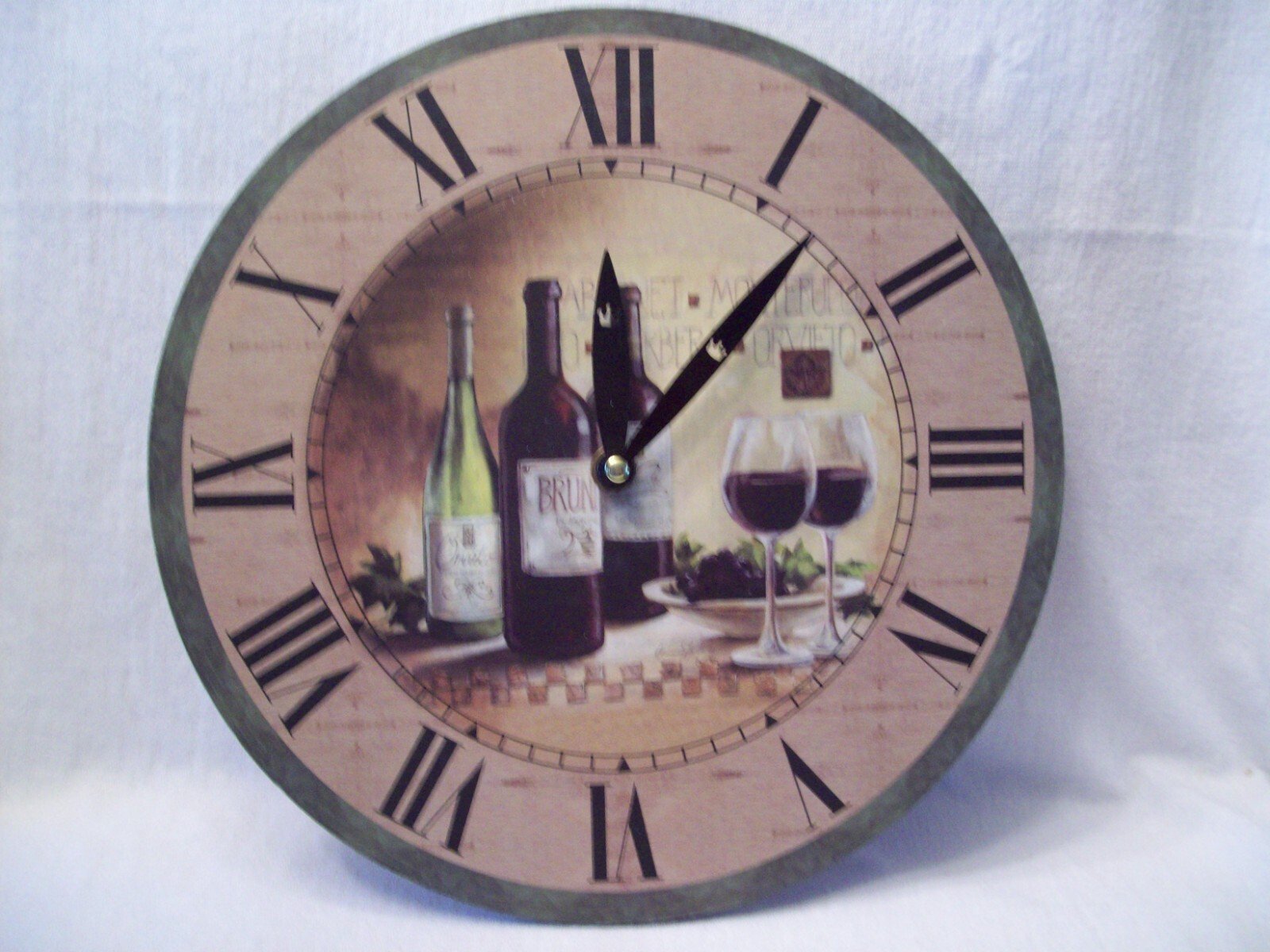 Vintage Wooden Wine Wall Clock Battery Operated