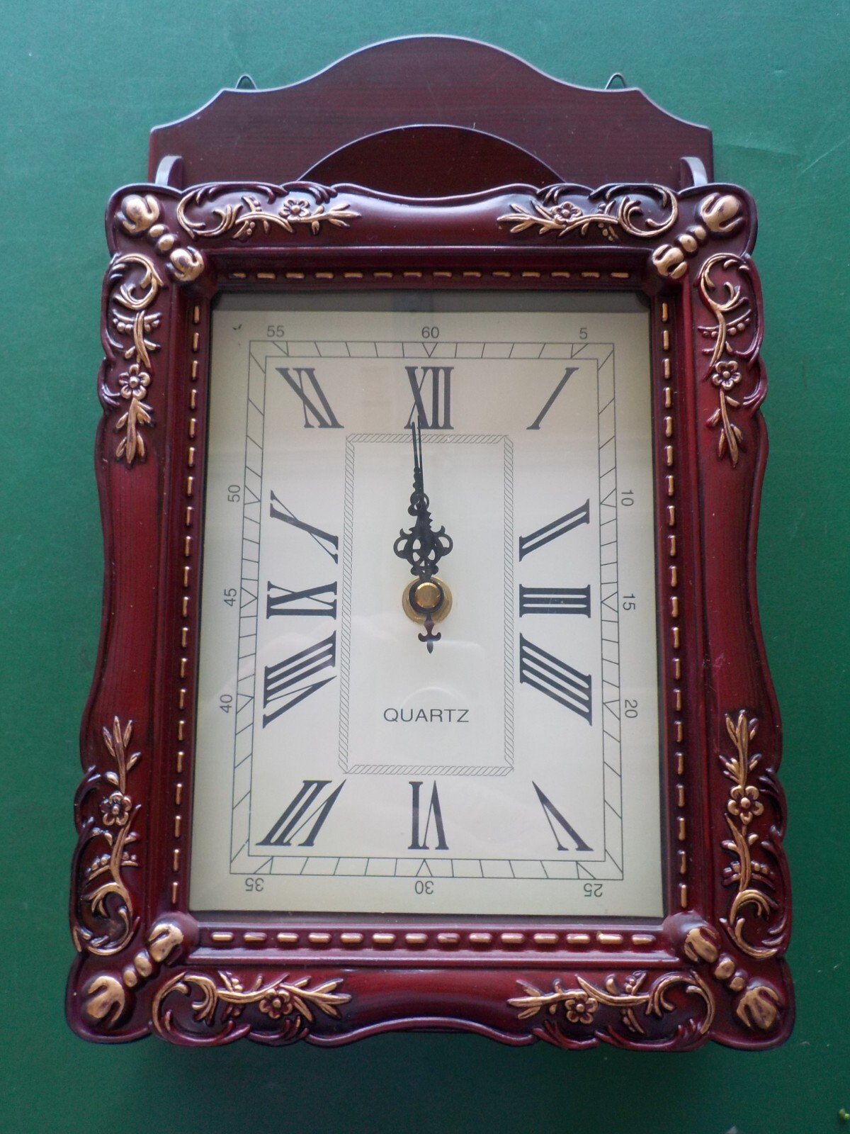 Vintage Wood Tone Wall Clock - Decorative Plastic Resin (CL 2)