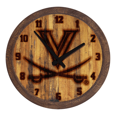 Virginia Cavaliers: Branded Faux Barrel Top Wall Clock