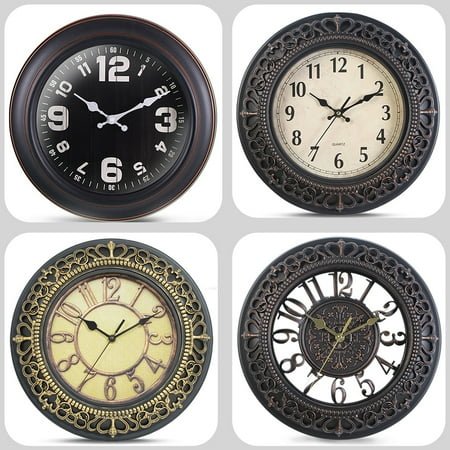 VOCOO 12'' Wall Clock Retro Silent Large Vintage Clocks Decorative for Kitchen Living Room Bedroom - Coppery
