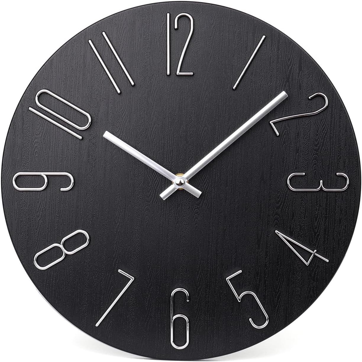 Wall Clock 12" Silent Non-Ticking Modern Style Wooden Wall Clocks Decorative for