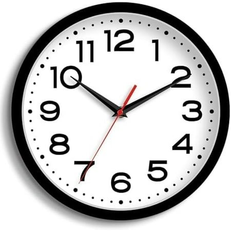 Wall Clock 14 Inch Large Silent Non-Ticking Modern Clock Battery Operated Classic Simple Minimalist Analog Decorative for Kitchen, Living Room,Office, Bedroom, Bathroom (Black)