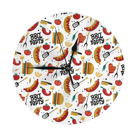Wall Clock, Cute Food Mushroom Chili Tomatoes Wall Clocks Battery Operated Silent Kitchen Office Wall Clock Decorative, Wall Clock for School Classroom Living Room Bedroom Home Decor