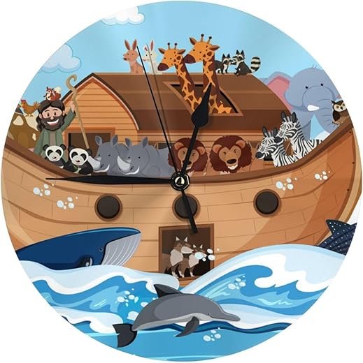 Wall Clock for Living Room Decor, Animals on Noah's Ark Wall Clocks Battery Operated Silent Non Ticking, 10 Inch Modern Wall Clock Decorative for Bedroom Office Kitchen