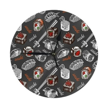 Wall Clock, Japanese Sushi Hashi Wall Clocks Battery Operated Silent Kitchen Office Wall Clock Decorative, Wall Clock for School Classroom Living Room Bedroom Home Decor