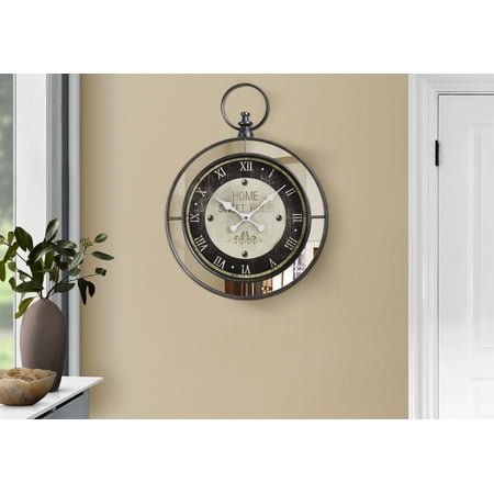 Wall Clocks Clocks, 18 Round, Wall Clock, Brown, Mirror, Transitional,Table Clocks