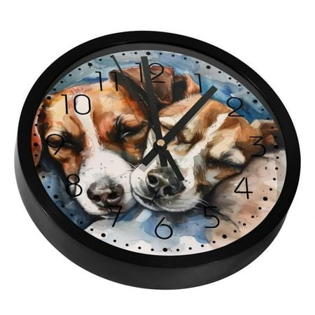 Watercolor Jack Russel Silent Wall Clock, Non Ticking Battery Operated 9.8 Inch Wall Clocks for Bedroom Kitchen Home Office School Art Decor