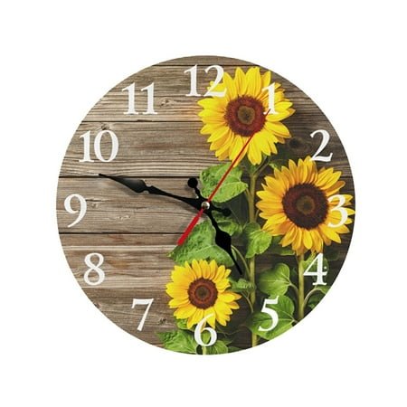 waterproof outdoor clocks green wall decor battery clock movement 30cm Retro Style Sunflower Wall Clock Home Living Room Bedroom Decoration