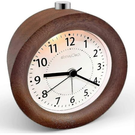 Wecker Analog Ohne Ticken, Wecker Holz Mit Snooze, Batteriebetriebe Retro Wecker Analog, - Naturholz In Braun
