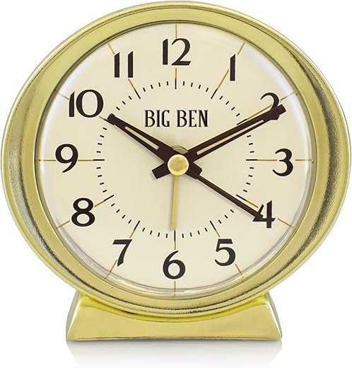 Westclox Big Ben Classic Battery Operated Bedside Alarm Clock with Loud Alarm, Quartz Accuracy, Gold-Tone Plastic Base