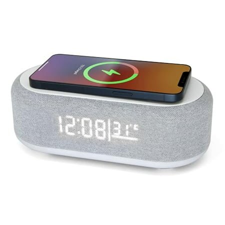 Westclox Digital Alarm Clock with Wireless Charging, Night Light, and Dimmer | LED Display with Temperature & Date | Modern Bedroom Clock for Adults