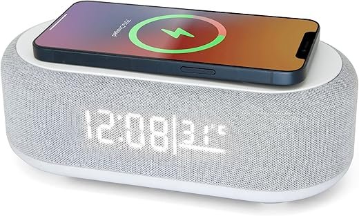 Westclox Digital Alarm Clock with Wireless Charging, Night Light, and Dimmer | LED Display with Temperature & Date | Modern Bedroom Clock for Adults*
