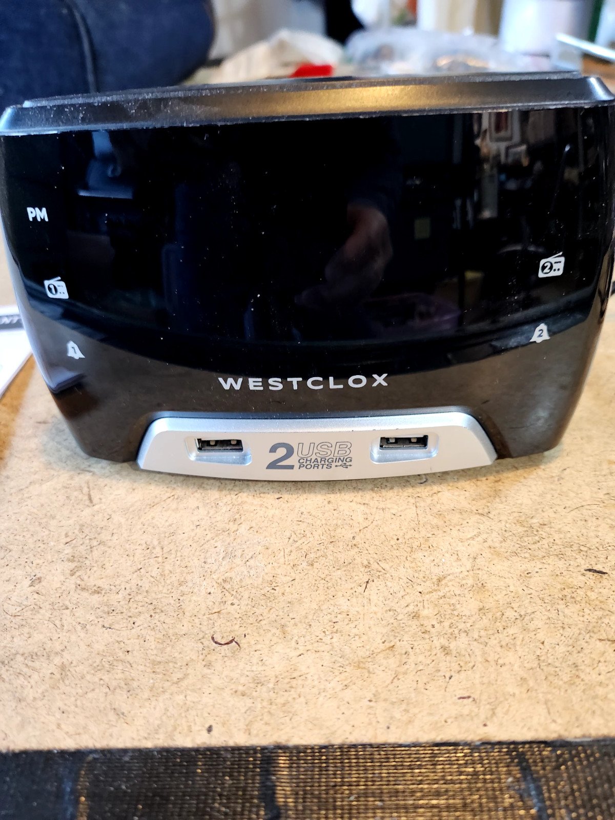 Westclox Large 1.4” Red LED Digital FM Clock Radio w/2 USB Charging Port (DW T-A