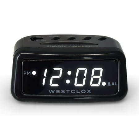 Westclox White LED Alarm Clock with USB type C Charging Port